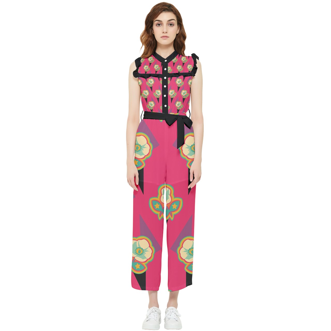 "In-A-Gadda-Da-Vida" Women's Frill Top Chiffon Jumpsuit